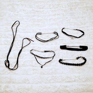 6pc black choker necklace pack